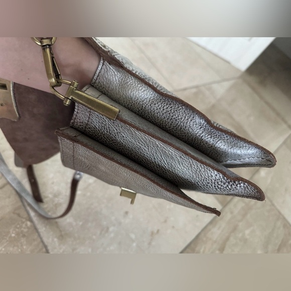 Campomaggi Teodorano Silver Metallic Leather Crossbody Shoulder Bag RARE HTF - Picture 11 of 16